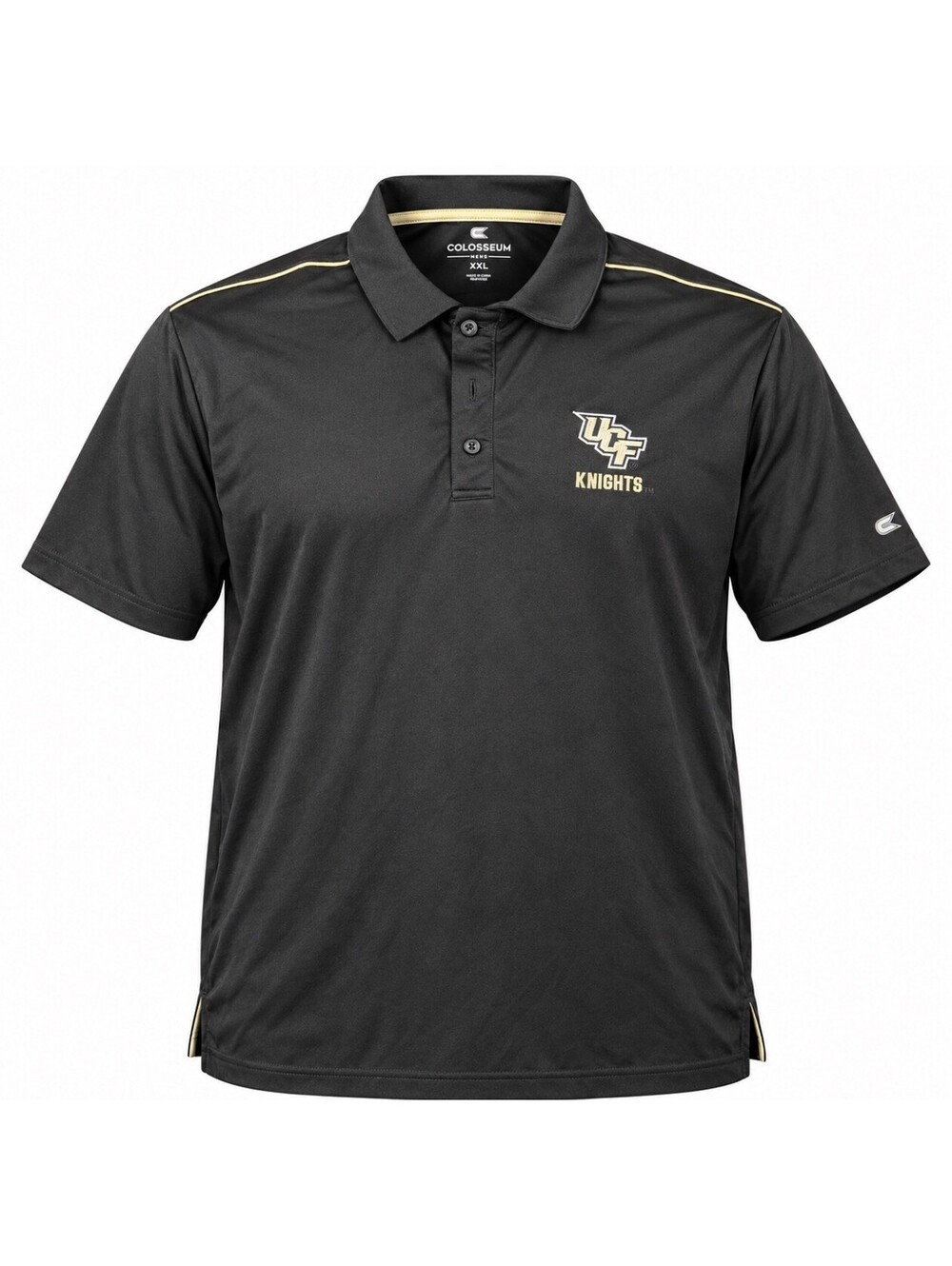 Colosseum UCF Knights Polo Shirt Men’s XXL 2XL Black Gold Embroidered Golf New